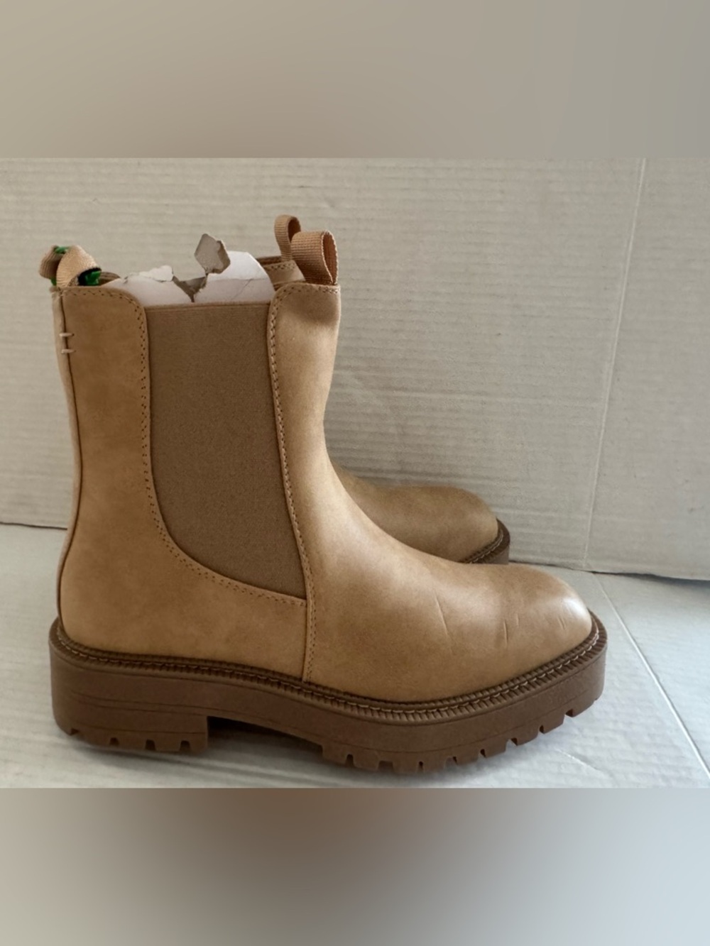Dream Pairs Ankle Boot Chelsea lug Boots Block Heel Platform Booties Tan‎ size 9 - Picture 7 of 10